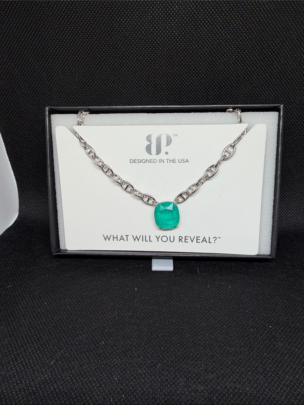 Aqua Chalcedony on Rhodium Necklace